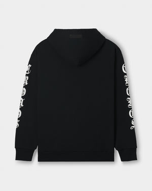CRONOS BLACKLETTER SOFT MOTION HOODIE【BLACK×WHITE】