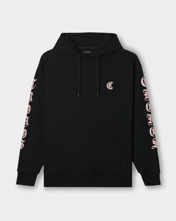 CRONOS BLACKLETTER SOFT MOTION HOODIE【BLACK×PINK】