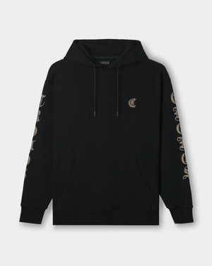 CRONOS BLACKLETTER SOFT MOTION HOODIE【BLACK×TAUPE】