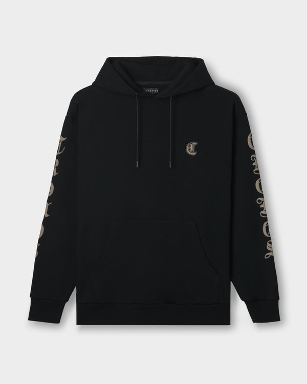 CRONOS BLACKLETTER SOFT MOTION HOODIE【BLACK×TAUPE】