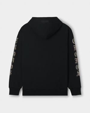 CRONOS BLACKLETTER SOFT MOTION HOODIE【BLACK×TAUPE】