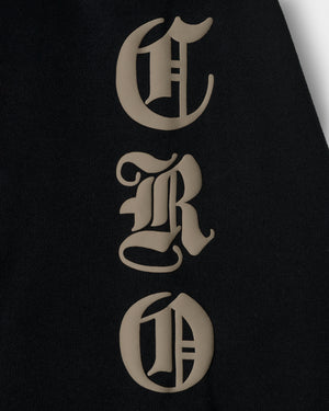 CRONOS BLACKLETTER SOFT MOTION HOODIE【BLACK×TAUPE】