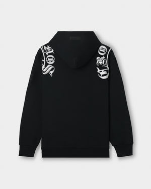 CRONOS BLACKLETTER SOFT MOTION HOODIE CROSS【BLACK×SILVER】