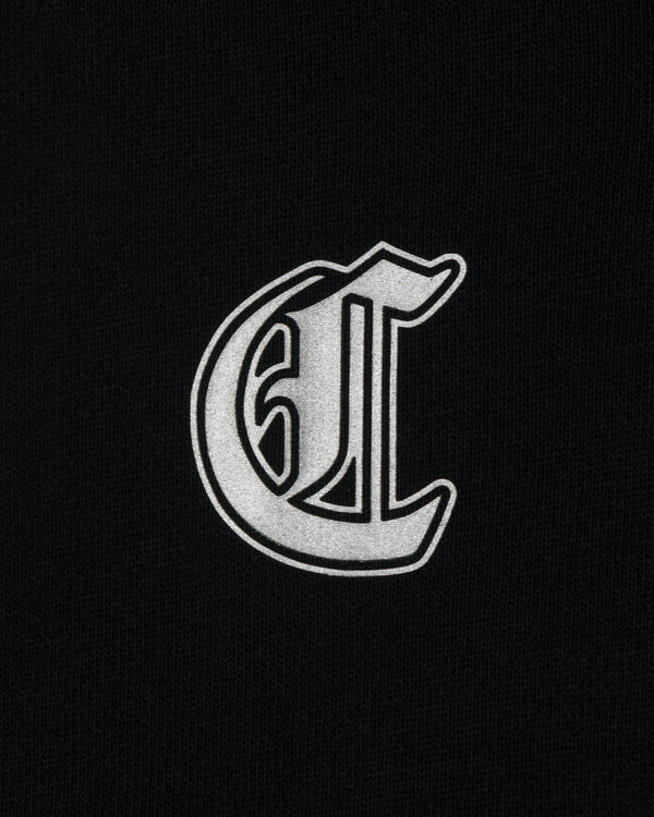 CRONOS BLACKLETTER SOFT MOTION HOODIE CROSS【BLACK×SILVER】