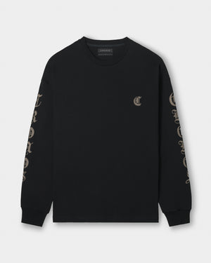CRONOS BLACKLETTER SOFT MOTION L/S TEE【BLACK×TAUPE】