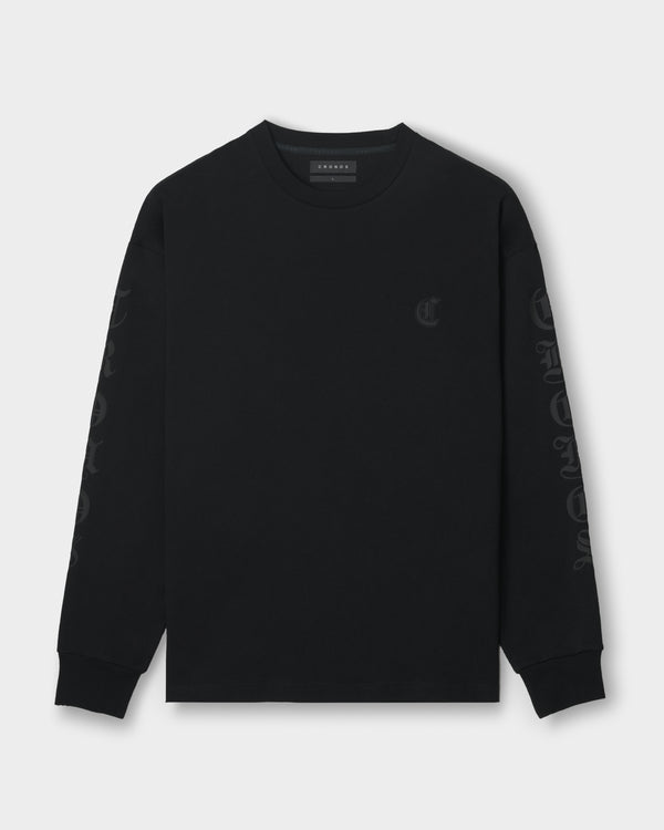 CRONOS BLACKLETTER SOFT MOTION L/S TEE【BLACK】