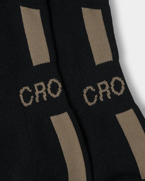 CRONOS LINE MARK SOCKS【BLACK×TAUPE】