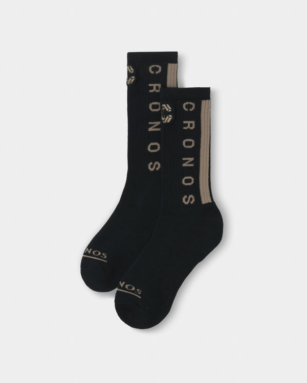 CRONOS LINEWEAVE SOCKS【BLACK×TAUPE】