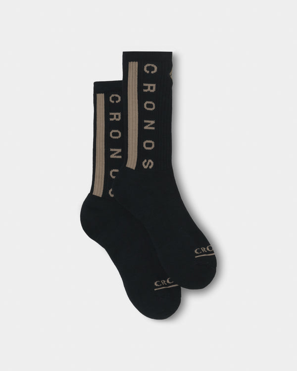 CRONOS LINEWEAVE SOCKS【BLACK×TAUPE】