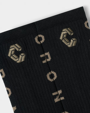 CRONOS LINEWEAVE SOCKS【BLACK×TAUPE】