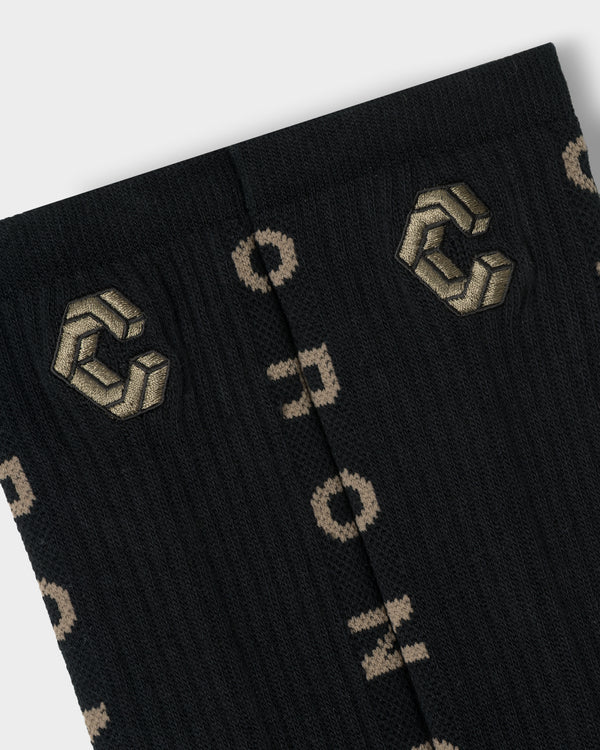 CRONOS LINEWEAVE SOCKS【BLACK×TAUPE】