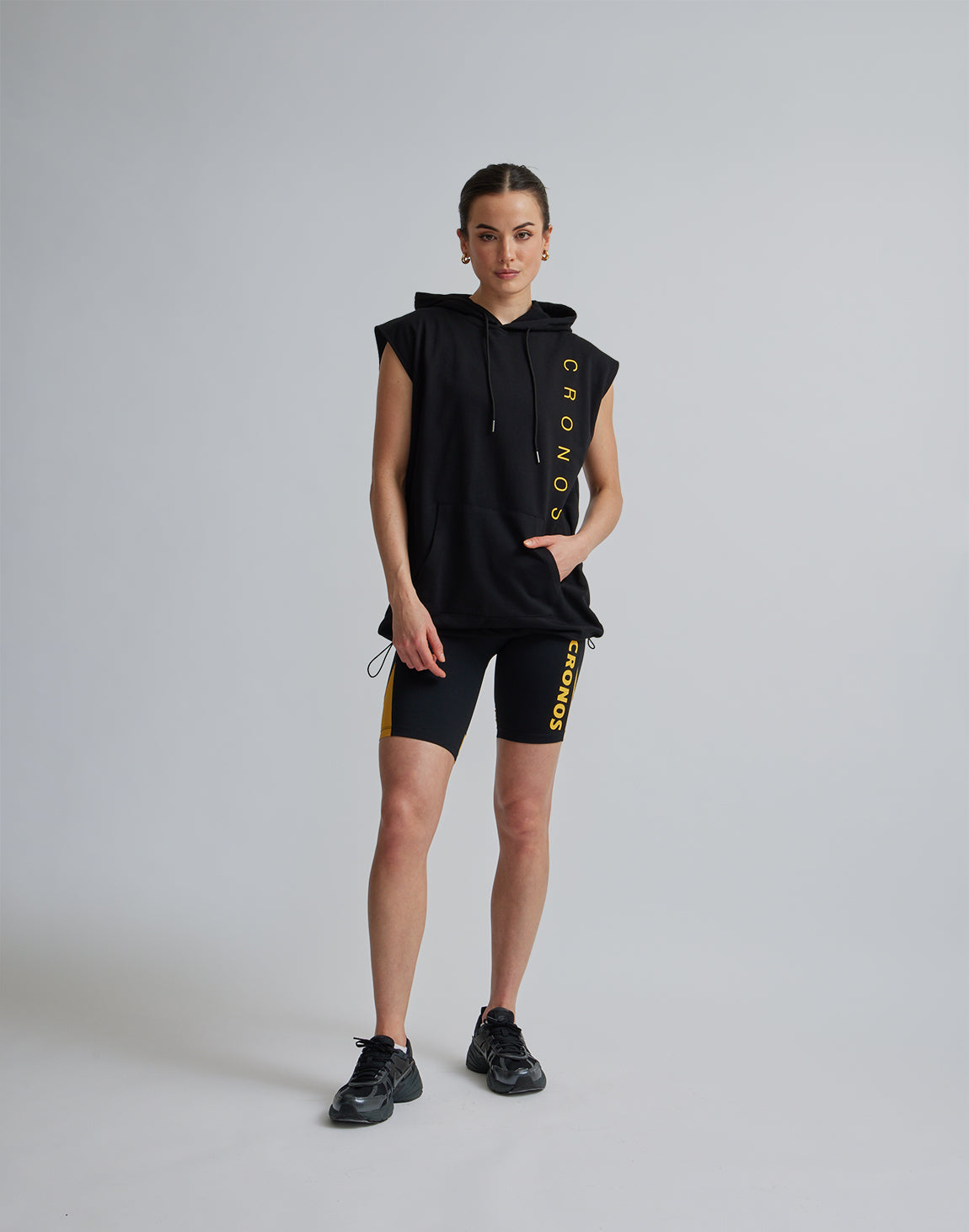 CRONOS WOMEN SLEEVELESS HOODIE【BLACK】
