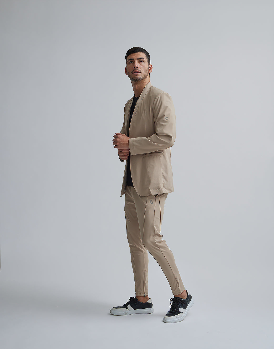 CRONOS BLACK COLLARLESS STRETCH JACKET