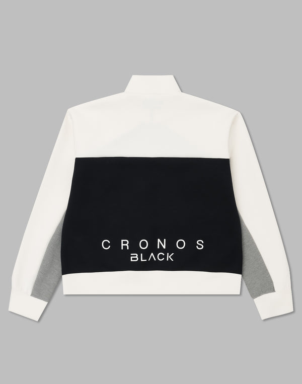 CRONOS BLACK COLOR-BLOCK DESIGN HALF-ZIP 【BLACK】