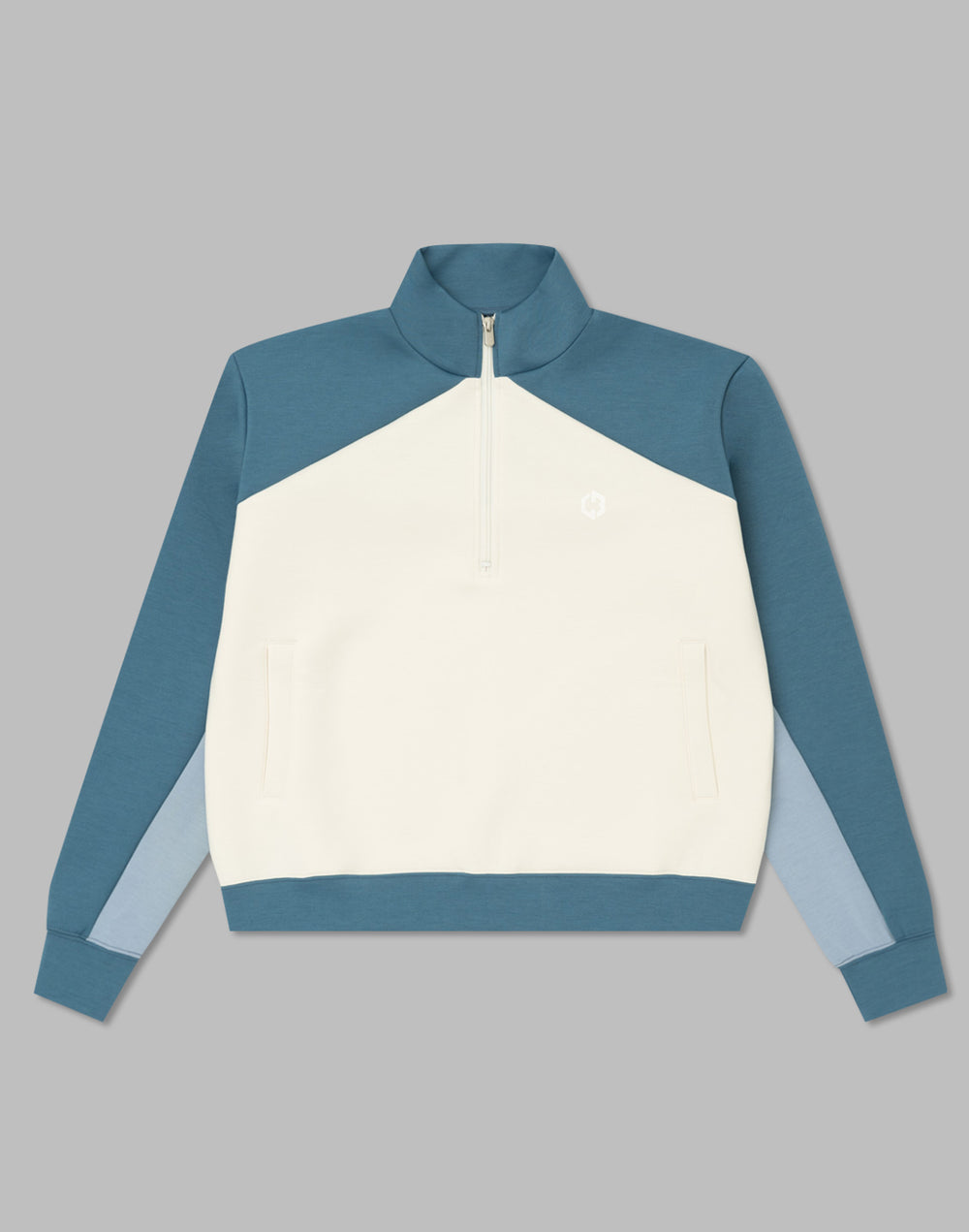 CRONOS BLACK COLOR-BLOCK DESIGN HALF-ZIP [WHITE]