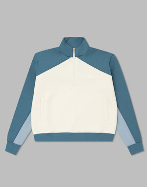 CRONOS BLACK COLOR-BLOCK DESIGN HALF-ZIP【WHITE】