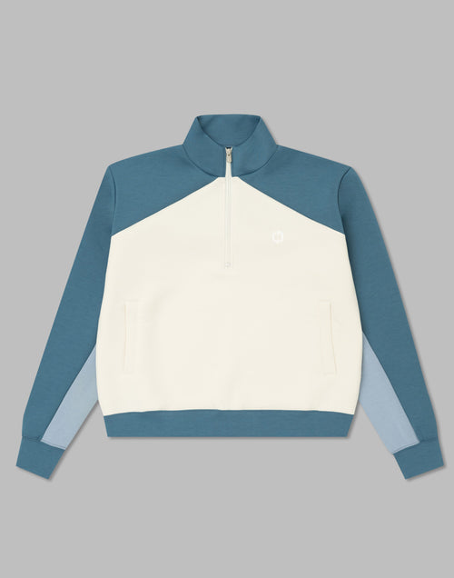 CRONOS BLACK COLOR-BLOCK DESIGN HALF-ZIP【WHITE】