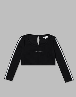 CRONOS WOMEN FRONT RIB LONG SLEEVE【BLACK】