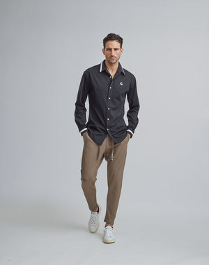 CRONOS BLACK SWITHED COLLAR STRETCH SHIRTS