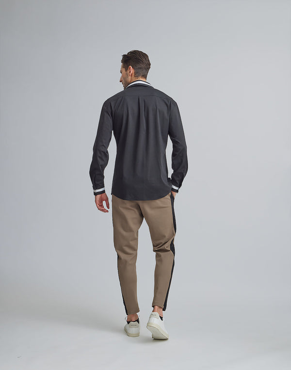 CRONOS BLACK SWITHED COLLAR STRETCH SHIRTS