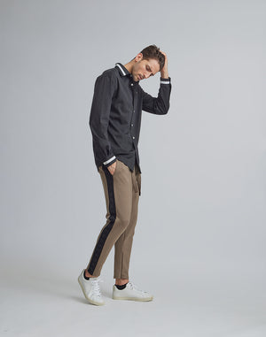 CRONOS BLACK SWITHED COLLAR STRETCH SHIRTS