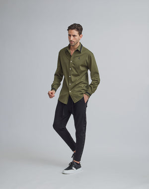 CRONOS BLACK SWITHED COLLAR STRETCH SHIRTS