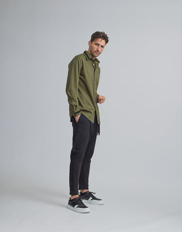 CRONOS BLACK SWITHED COLLAR STRETCH SHIRTS
