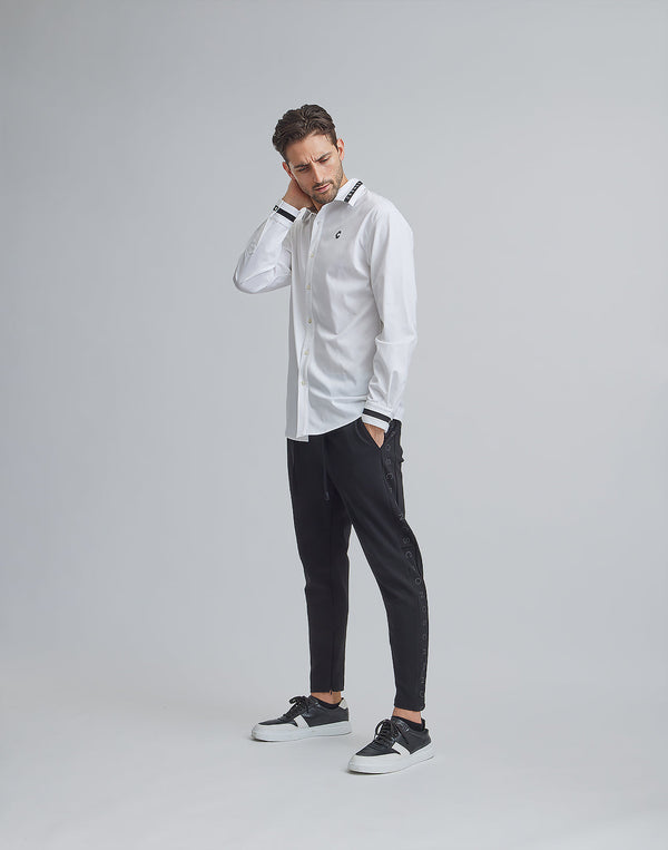 CRONOS BLACK SWITHED COLLAR STRETCH SHIRTS