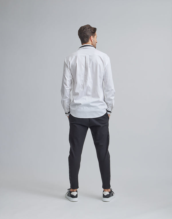 CRONOS BLACK SWITHED COLLAR STRETCH SHIRTS