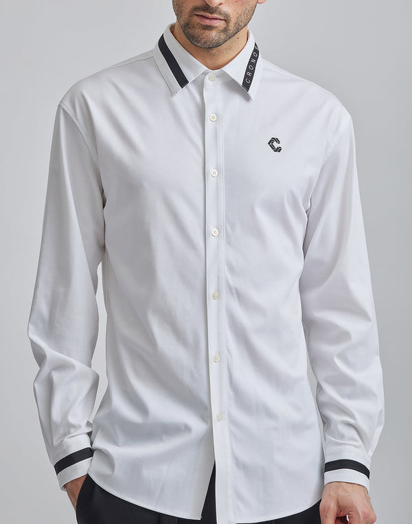CRONOS BLACK SWITHED COLLAR STRETCH SHIRTS