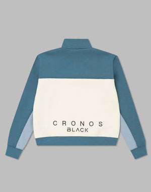 CRONOS BLACK COLOR-BLOCK DESIGN HALF-ZIP【WHITE】
