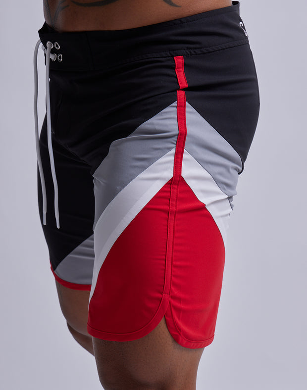 CRONOS LINED BOARD SHORTS【BLACK×RED】