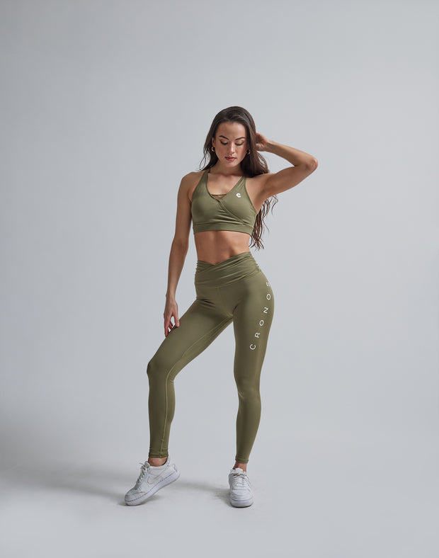 CRONOS WOMEN BACK TWIST BRA【KHAKI】