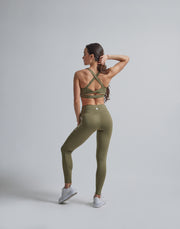CRONOS WOMEN WAIST TWIST LEGGINGS【KHAKI】