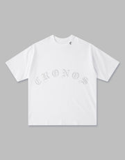 CRONOS BLACK LETTER LOGO OVERSIZE T-SHIRTS【WHITE】 - クロノス