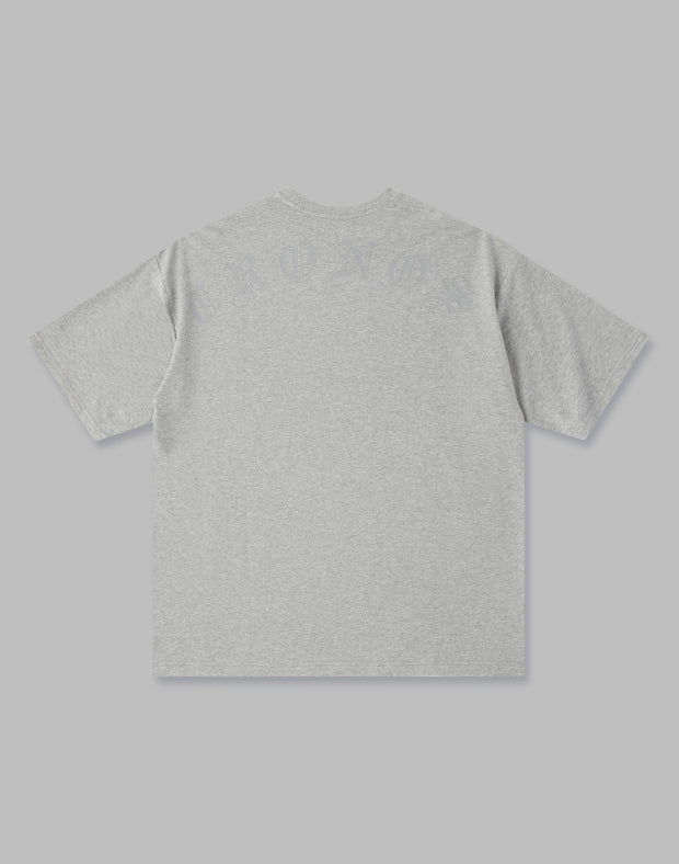 CRONOS BLACK LETTER LOGO OVERSIZE T-SHIRTS【GRAY】