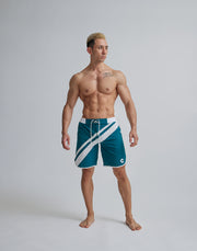 CRONOS SLANTING LINE BOARD SHORTS【GREEN】