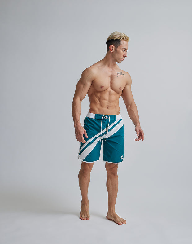 CRONOS SLANTING LINE BOARD SHORTS【GREEN】