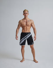 CRONOS SLANTING LINE BOARD SHORTS【BLACK】