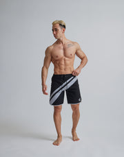 CRONOS SLANTING LINE BOARD SHORTS【BLACK】