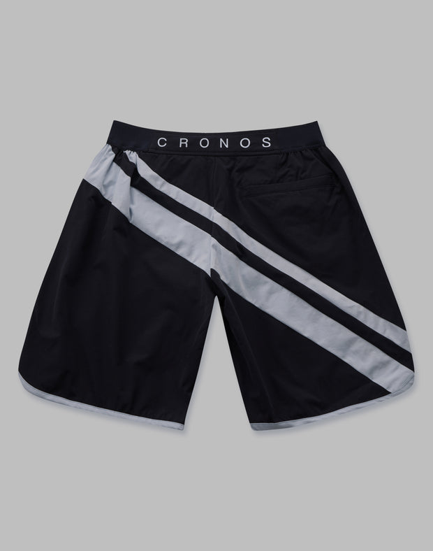 CRONOS SLANTING LINE BOARD SHORTS【BLACK】 - クロノス CRONOS