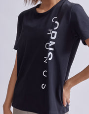 CRONOS WOMEN ASYMMETRY LOGO T-SHIRTS【BLACK】