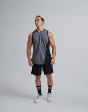 CRONOS NECK LOGO MESH SLEEVELESS【C.GRAY】