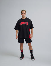 CRONOS PATCH LOGO OVERSIZE T-SHIRTS【BLACK×RED】