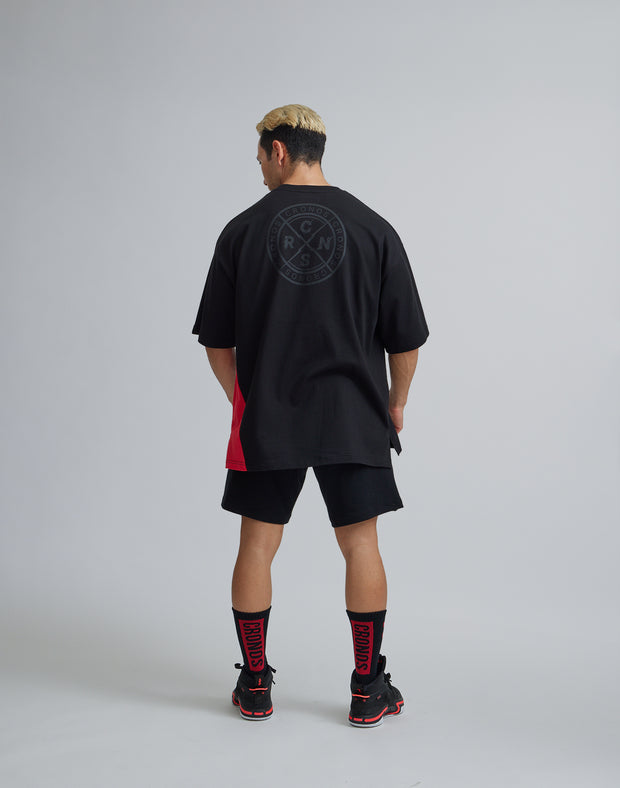 CRONOS PATCH LOGO OVERSIZE T-SHIRTS【BLACK×RED】
