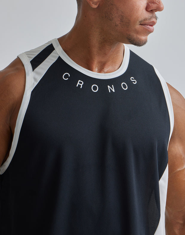 CRONOS NECK LOGO MESH SLEEVELESS【C.GRAY】