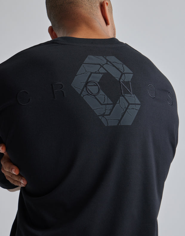 CRONOS 2LINE BACK LOGO OVERSIZE T-SHIRTS【BLACK】