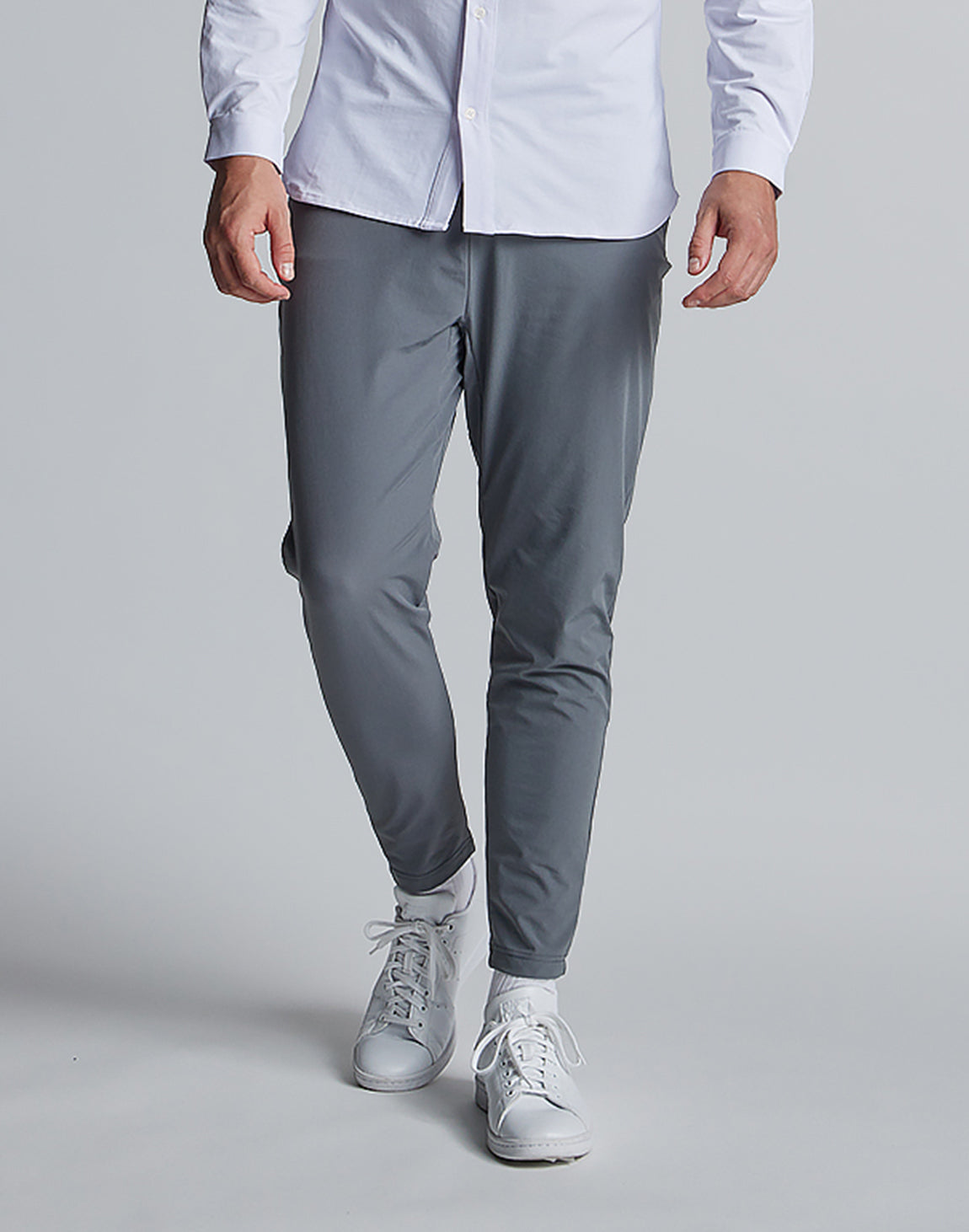 CRONOS BLACK SLIM TAPERED LING PANTS [GRAY]