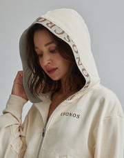 CRONOS WOMEN LAYERED HOODIE【BROWN】