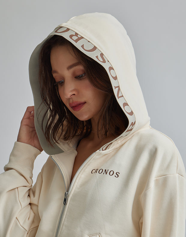 クロノスレディース新品未使用：CRONOS WOMEN LAYERED HOODIE【CREAM